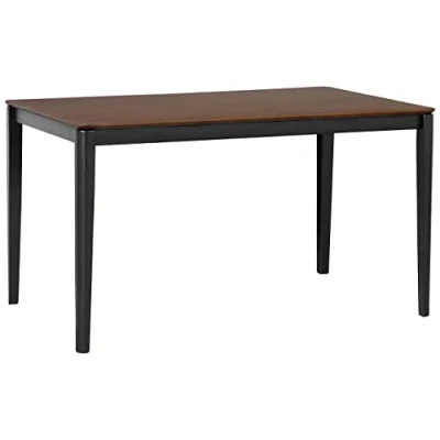Image of Beliani Dining Table Dark Wood with Black MDF Veneered Top Wooden Legs 135 x 80 cm Cedar
