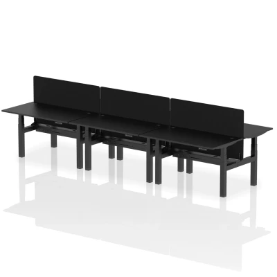 Image of Air B2B 1400x800mm Adjustable 6P Bench Desk CP Black/Black + Screen