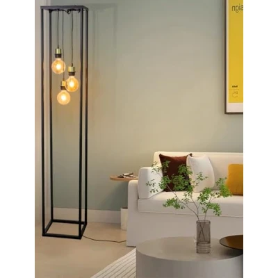 Image of Osasy Squares Metal Floor lamp,Industrial Lamp for Living Room,Farmhouse Black Standing Light