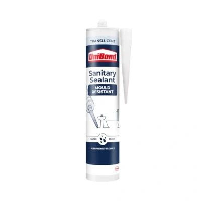 Image of UniBond Sanitary Sealant, Mould Resistant &amp; Waterproof, Translucent 1 x 274g Cartridge