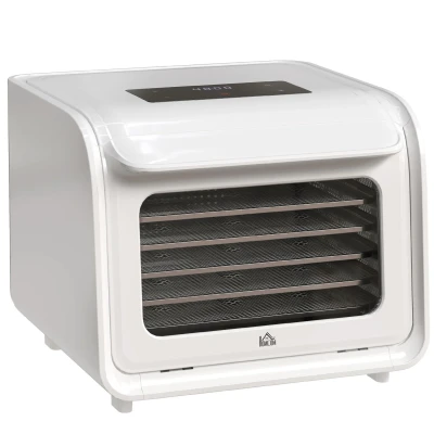 Image of HOMCOM Food Dehydrator with 6 Stainless Steel Tray, 350W Freeze Dryer Machine Adjustable Temperature, 48H Timer, for Drying Fruit, Meat, Vegetable, Jerky and Pet Treat, White