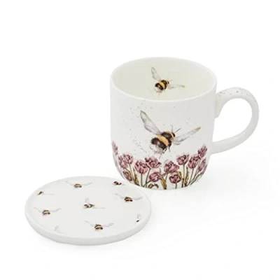 Image of Wrendale Designs &#039;Flight of the Bumblebee&#039; Bee Mug &amp; Coaster Set