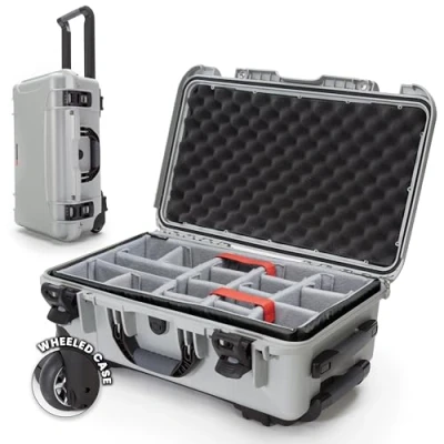 Image of Nanuk 935 Waterproof Carry On Hard Case with Wheels and Padded Divider Silver