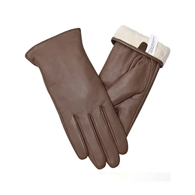 Image of Vislivin Full Hand Womens Touch screen Gloves Genuine Leather Warm Winter Texting Driving Glove Brown 1 S
