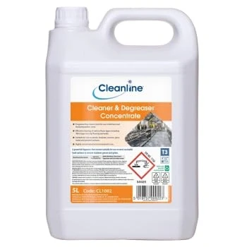 Image of Cleanline Cleaner &amp; Degreaser Concentrate, 5L, Powerful Cleaning for Hard Surfaces, Non Perfumed, Tainting Formula