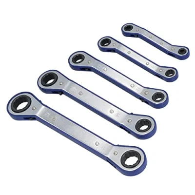 Image of AB Tools Metric MM Reversible Ratchet Offset Ring Spanner Wrench 6mm 21mm 5pc