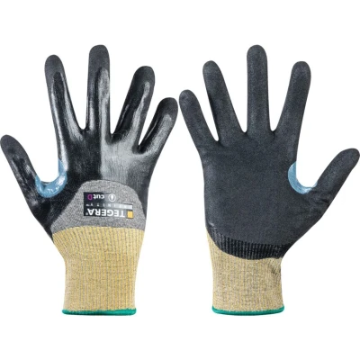 Image of Ejendals Cut Resistant Gloves, PU Coated, Black/Yellow, Size 7