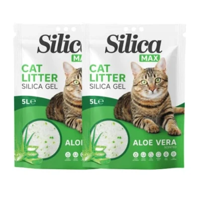 Image of FabFinds Cat Litter Antibacterial Silica Crystals Gel Non clumping Long Lasting Odour Control Dust Free 5L (2 Pack Aloe Vera)