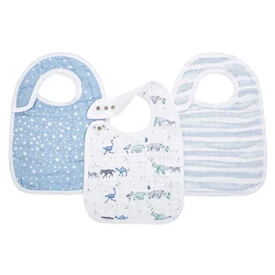 Image of aden + anais Snap Baby Bib, 100% Cotton Muslin, 3 Layer Burp Cloth, Super Soft &amp; Absorbent for Infants, Newborns and Toddlers, Adjustable with Snaps, Pack, rising star