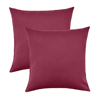 Image of NatureMark 2 Pack Jersey Cushion Covers Pillow Cases / for Body Pillows Neck Cushions Assorted Sizes and Colours öko Tex, 100% Cotton, Burgundy Red, 40 x cm
