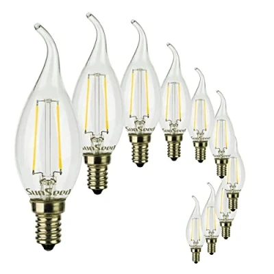 Image of SUNSEED 10 X E14 2W (Equivalent to 25W) Sapphire Filament LED Flame Light Bulb C35TA Neutral White 4000K