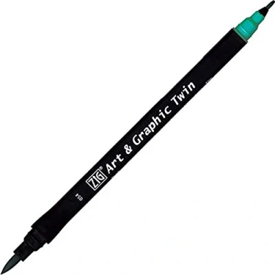 Image of Kuretake ZIG Art and Graphic Twin Tip Brush Marker Pen 054 Turquoise Green