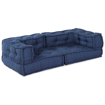 Image of vidaXL Modular Pouffe Indigo 140x70x36 Fabric