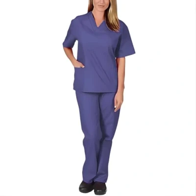 Image of Sky Mens and Womens Hospital Doctors Scrub Trousers Top Set, Medical Doctor Uniform, Lightweight Fabric Work Wear, Dark Purple, 2XL