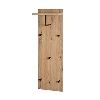 Image of HAKU Mobel Wardrobe Oak, Black, Mdf, Metal Size: W 30 cm X H 100 D 20 cm, Style: Modern
