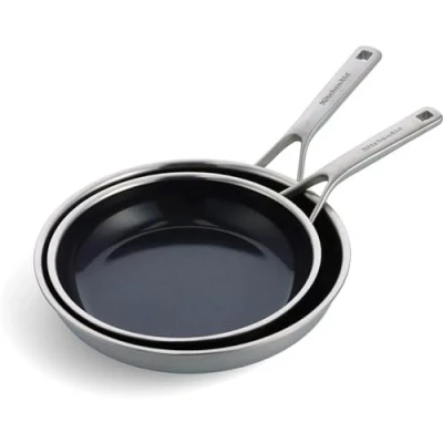 Image of KitchenAid Frying Pan Set Multi Ply Stainless Steel ø 24 + 28 cm ceramic non stick coating
