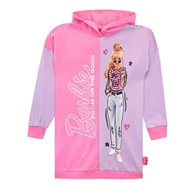 Image of Barbie Girls Hoodie Dress Daywear For Kids Multicolour 5 to 6 Years Multicolor