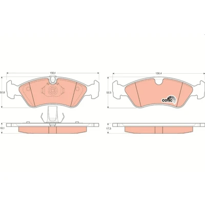 Image of 1605911 Brake pad set TRW COTEC GDB1300 prepared for wear indicator VAUXHALL: Astra Mk3 Saloon, Vectra Mk1 CC, OPEL: Kadett E CC