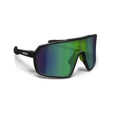 Image of BERTONI Sport Cycling MTB Running Sunglasses for Men Women in TR90 100% UV Block mod. GEMINI (Matt Black/Shiny Black Green Mirror Lens)