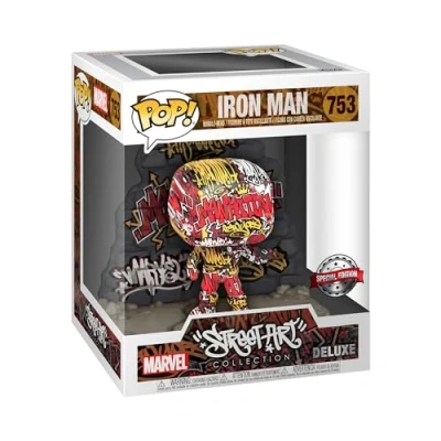 Image of Funko Pop! Deluxe: Marvel Iron Man (GraffitiDECO) , Comics Collectable Vinyl Figure Gift Idea Official Merchandise Toys for Kids &amp; Adults Comic Books Fans