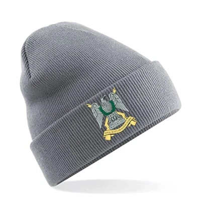 Image of PSave Royal Scots Dragoon Guards Insignia Mens Premium Embroidered Beanie Hat, Bob Hat British Army Military (Grey)