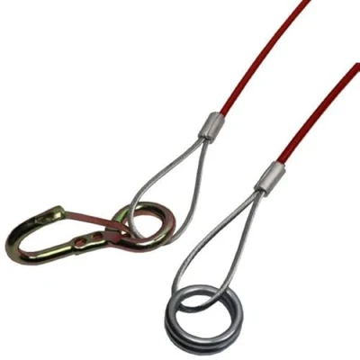 Image of US. PRO Breakaway Safety cable for caravans, trailers, horse boxes Snap Hook Ring Type