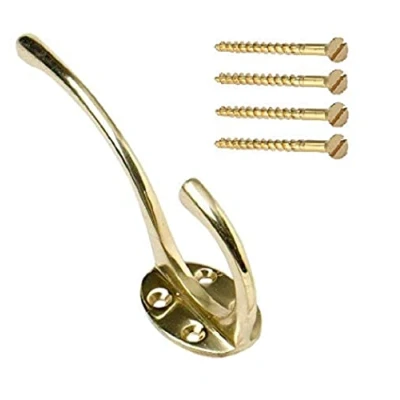 Image of Merriway BH00180 Solid Brass Hat and Coat Hook Overall Length 130mm