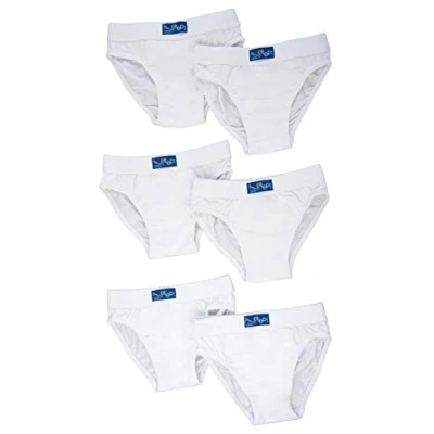 Image of Ellepi Baby Briefs Elastic Cotton Pack of 6 Underpants Solid Color Fancy Boxer Boy Years 2 3 4 5 7 8 9 10 11 12 13 14 Soft Hypoallergenic Colors Italy White