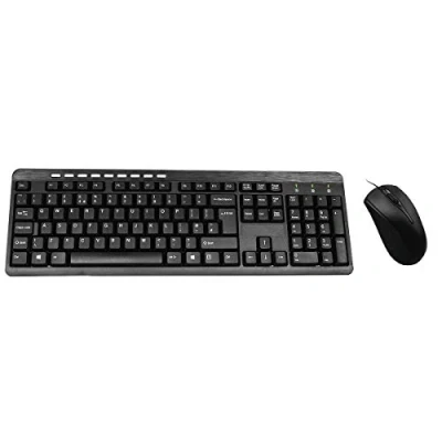 Image of CiT Wired USB Keyboard &amp; Mouse Combo, Ergonomic Design, UK Qwerty Layout, Windows Compatible, Plug and Play Technology, 105 Keys 9 Multimedia Black KBMS BUILDER