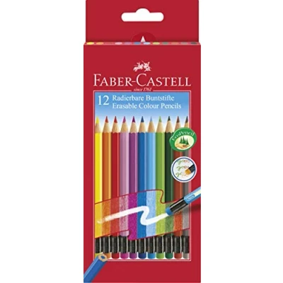 Image of Faber Castell 12 Erasable Colour Pencils