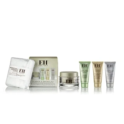 Image of Emma Hardie Hydrate &amp; Protect Kit, Gift Sets Includes: 50ml Moringa Cleansing Balm, 15ml Midas Touch Revitalising Cream, Prime SPF30 Pink Clay Detox Mask a Cloth