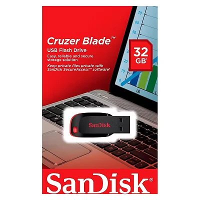 Image of SANDISK Cruzer Blade USB 2.0 Memory Stick 32 GB, Black, Black