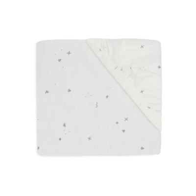 Image of Jollein Jersey Fitted Sheet, Twinkling, Wild Rose, 70/75 x 140/150 cm, 100% Cotton, Oeko Tex Certified