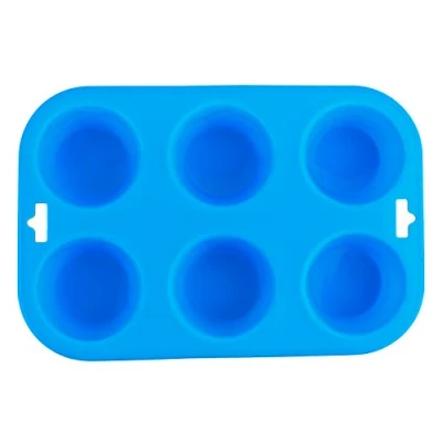 Image of Selecto Bake 6 Cup Silicone Bun/Muffin Mould Non Stick Tray Baking (Blue)