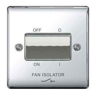Image of BG Electrical NPC15 Nexus Metal Polished Chrome 1 Gang 10Ax TP Fan Isolator Switch by