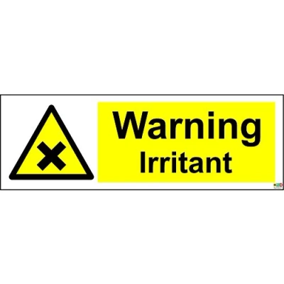 Image of Warning Irritant Safety Sign Self Adhesive Sticker 150mm x 50mm