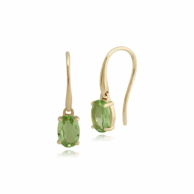 Image of Gemondo Women 375 Gold 9ct Yellow Oval Peridot Single Stone Fishhook Drop Earrings Green