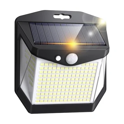 Image of Vanranger Solar Security Lights Outdoor Garden: 248 LED Garden Wall 3 Modes Motion Sensor IP65 Waterproof for Garage Yard Fence Front Door 1 Pack