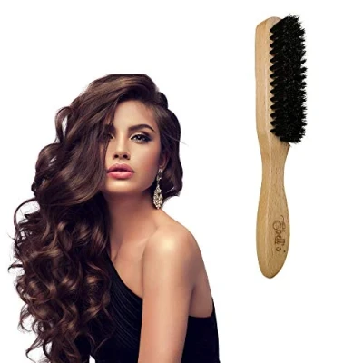 Image of Boar Bristles and Beech Wood Hair Brush for All Types Untangling Ultra Fine Beard Moustache Men (Natural Wood)