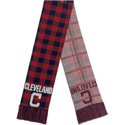 Image of FOCO Cleveland Guardians Plaid Stripe MLB Scarf Forever Collectibles Argyle Scarf, Guardians, Red, One size