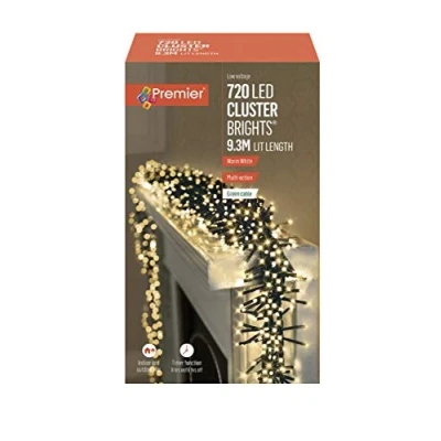 Image of Premier Decorations 720 Multi Action Cluster LED Lights with Timer Warm White