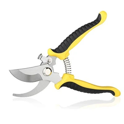 Image of Pruning Shears Sharp Blade Bypass Hand Pruner Garden Secateurs Professional High Carbon Alloy Steel Clipper for Branches Stems Tree Trimmer (Yellow)