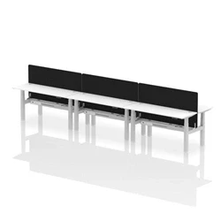 Image of Air B2B 1600x600mm Adjustable 6P Bench Desk CP White/Silver + Screen