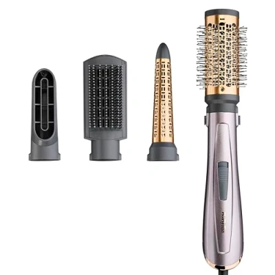 Image of BaByliss Corded Electric Air Styler 1000W, Hair dryer brush, Shape, volume, curl, smooth, dry and style ,1000 watts , Copper, Grey