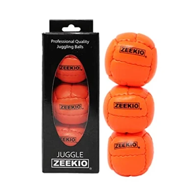 Image of Zeekio Galaxy Juggling Ball Professional Grade Suitable for All Levels &amp; Ages Premium 12 Panel Genuine Leather Durable 130 Grams 67mm Set of 3 Orange
