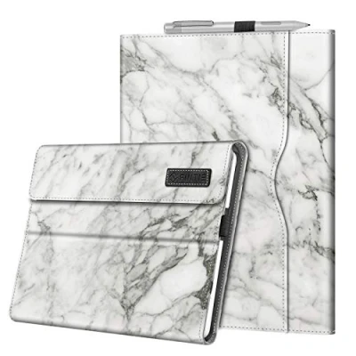 Image of Fintie Protective Case for Microsoft Surface Go 4 2023 /Go 3 2021 2 2020 /Surface 2018 Multi Angle Portfolio Business Cover with Pocket, Compatible Type Keyboard,Marble White