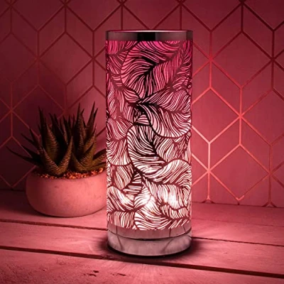 Image of Lesser &amp; Pavey Desire Leaf Silver and Pink Touch Lamp, JNS_474343