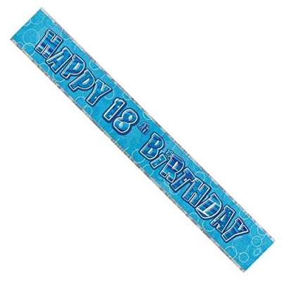 Image of SHATCHI 12ft 18th Blue Glitz Birthday Banner Teenager Decorations Party Supply