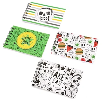 Image of 4x Mini Wirebound A7 Notepads, Kids Students Memo Jotter Notebooks Ideal For Back To School