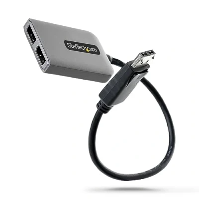 Image of StarTech.com 2 Port DisplayPort 1.4 Splitter, DP to 2x Multi Monitor Adapter, Dual 5K 60Hz MST Hub, Windows Only (no support for macOS/ChromeOS/Linux)